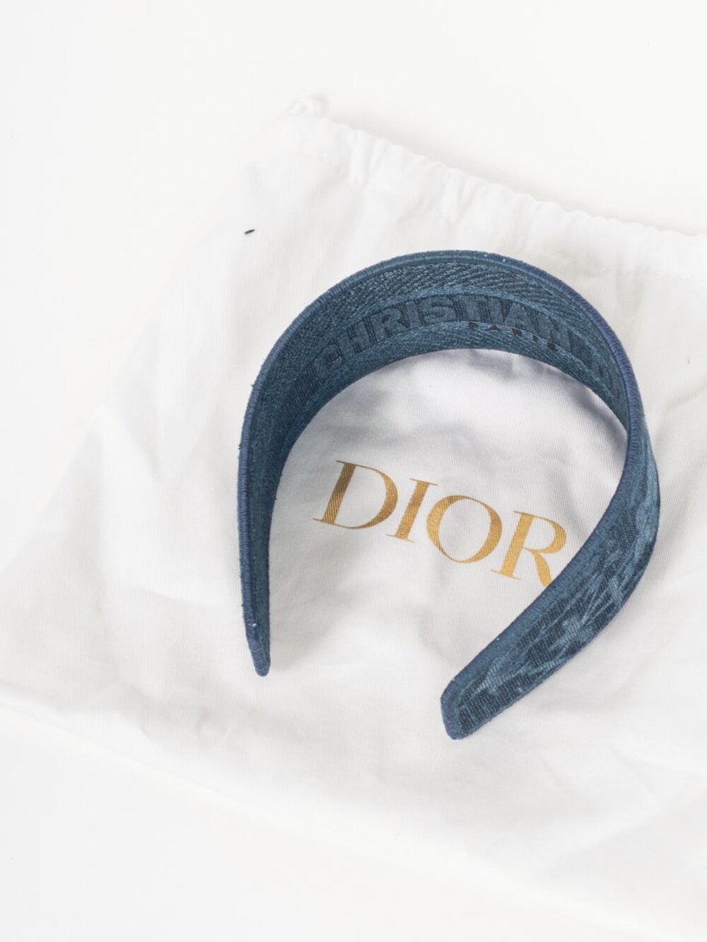 Christian Dior Blue Toile de Jouy Denim Headband